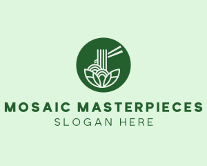 Organic Noodle Bowl Chopsticks logo design