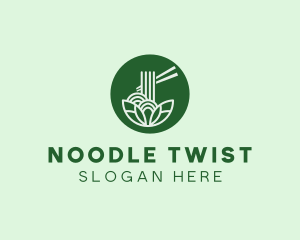 Organic Noodle Bowl Chopsticks logo design