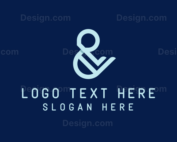 Blue Ampersand Lettering Logo