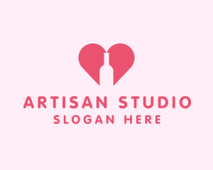 Heart Wine Bottle  logo design