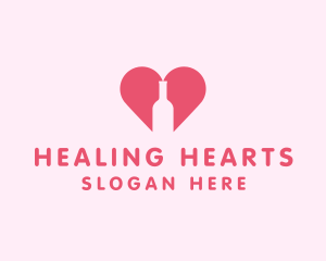 Heart Wine Bottle  logo design