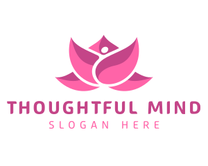 Pink Beautiful Lotus Flower logo design