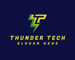 Lightning Bolt Letter T logo design