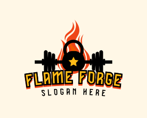 Flaming Kettlebell Gym logo design