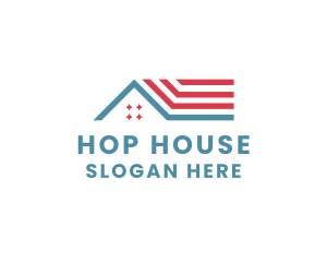 Minimalist America Roof House logo design