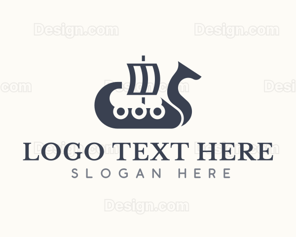 Medieval Viking Ship Logo