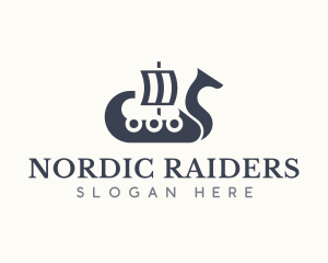 Medieval Viking Ship logo design