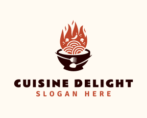 Flaming Noodle Bowl logo design