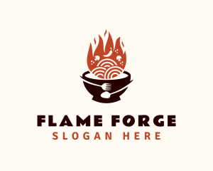 Flaming Noodle Bowl logo design