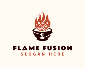 Flaming Noodle Bowl logo design