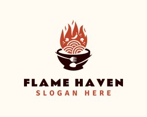 Flaming Noodle Bowl logo design