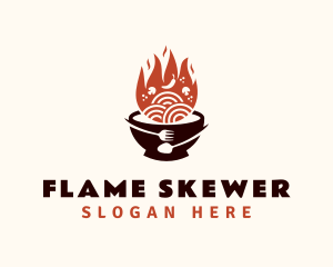 Flaming Noodle Bowl logo design