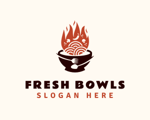 Flaming Noodle Bowl logo design