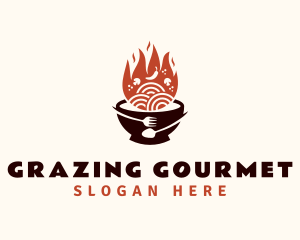 Flaming Noodle Bowl logo design