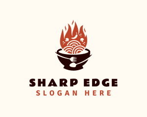 Flaming Noodle Bowl logo design