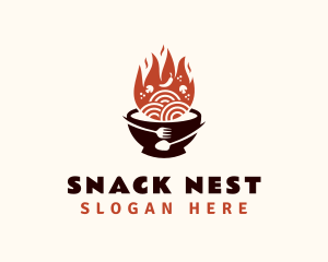 Flaming Noodle Bowl logo design