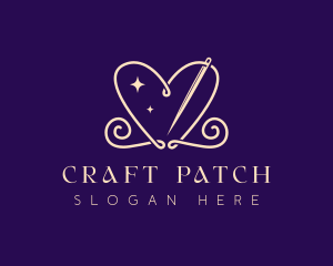 Heart Needle Sewing logo design