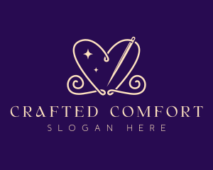 Heart Needle Sewing logo design