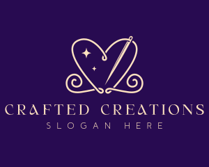 Heart Needle Sewing logo design