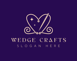 Heart Needle Sewing logo design