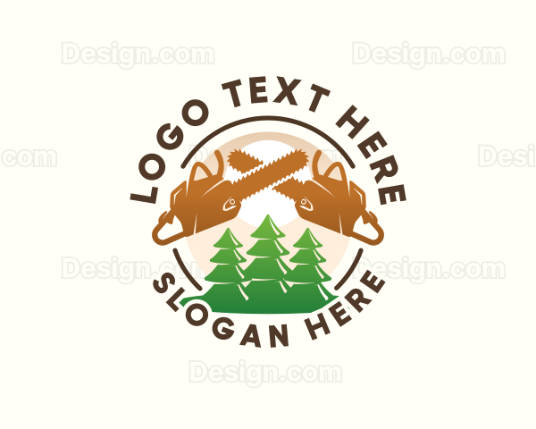 Tree Logging Chainsaw Logo