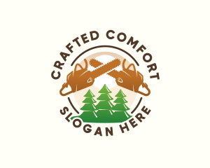 Forest Logging Chainsaw Logo