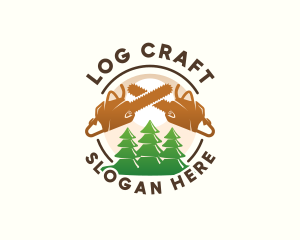 Forest Logging Chainsaw logo design