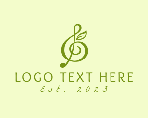 Staff - Music G Clef Leaf logo design