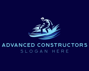 Surfing  Wave Man logo design