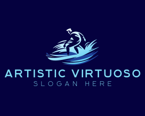 Surfing  Wave Man logo design