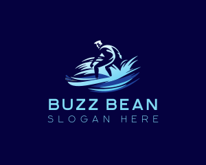 Surfing  Wave Man logo design