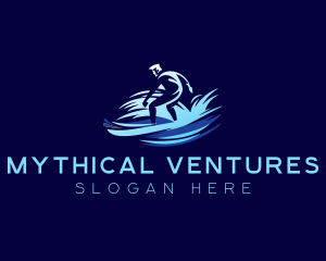 Surfing  Wave Man logo design