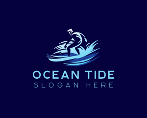 Surfing  Wave Man logo design