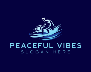 Surfing  Wave Man logo design