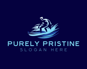 Surfing  Wave Man logo design