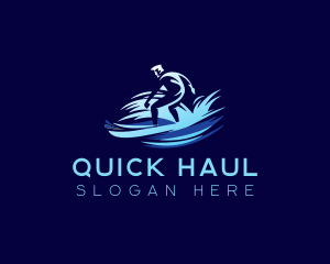 Surfing  Wave Man logo design