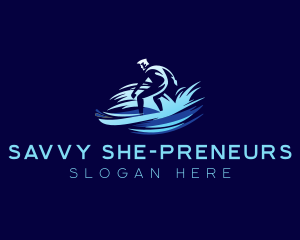 Surfing  Wave Man logo design