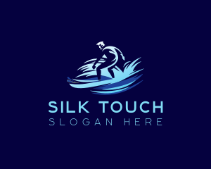 Surfing  Wave Man logo design