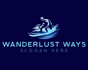 Surfing  Wave Man logo design