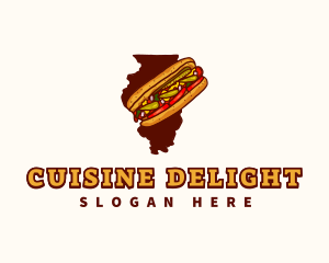 Hotdog Food Illinois logo design