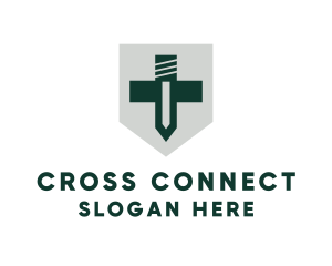 Shield Cross Sword logo design