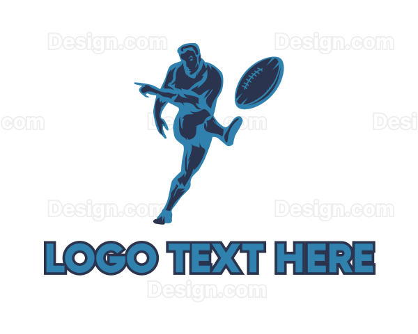 Blue Rugby Player Logo