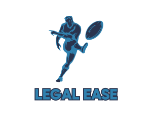 Blue Rugby Player Logo