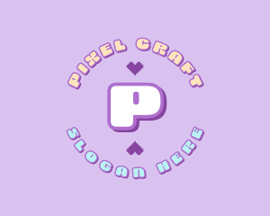 Cute Pixel Heart logo design