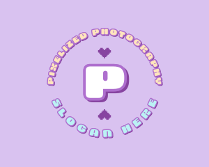 Cute Pixel Heart logo design