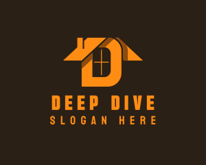 Orange Letter D House logo design