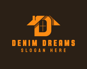 Orange Letter D House logo design