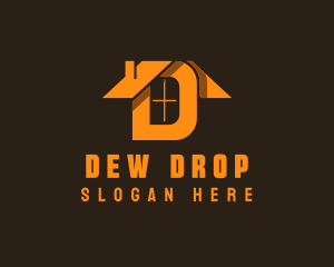 Orange Letter D House logo design