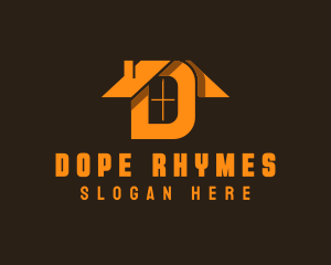 Orange Letter D House logo design