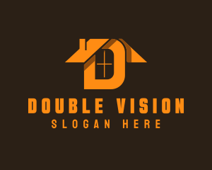 Orange Letter D House logo design